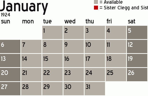 Missionary Dinner Calendar