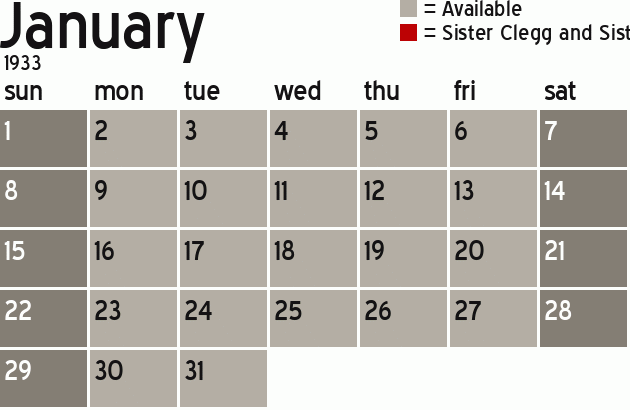 Missionary Dinner Calendar