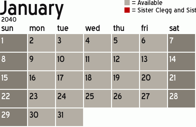 Missionary Dinner Calendar