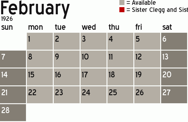 Missionary Dinner Calendar