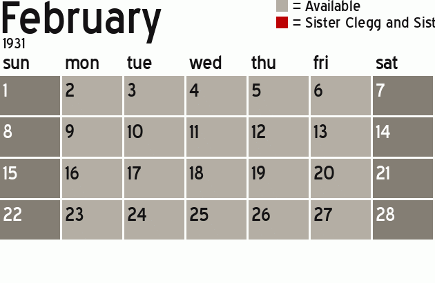 Missionary Dinner Calendar