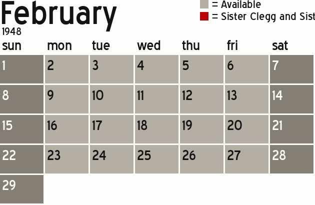 Missionary Dinner Calendar