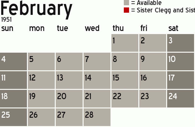 Missionary Dinner Calendar