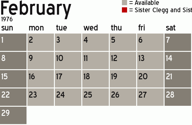 Missionary Dinner Calendar