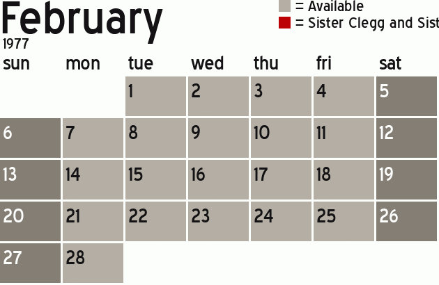 Missionary Dinner Calendar