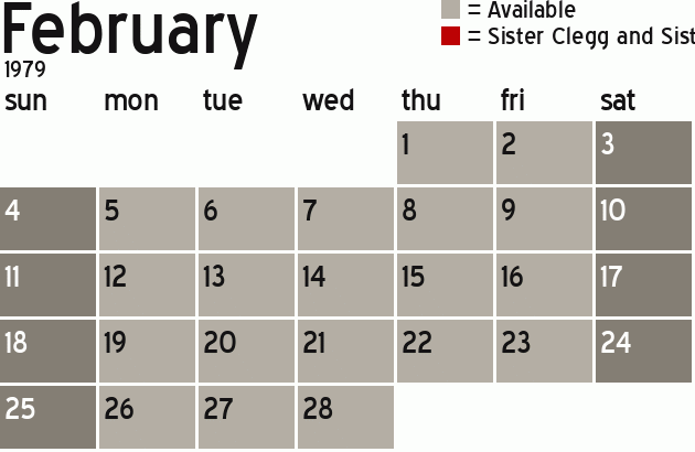 Missionary Dinner Calendar