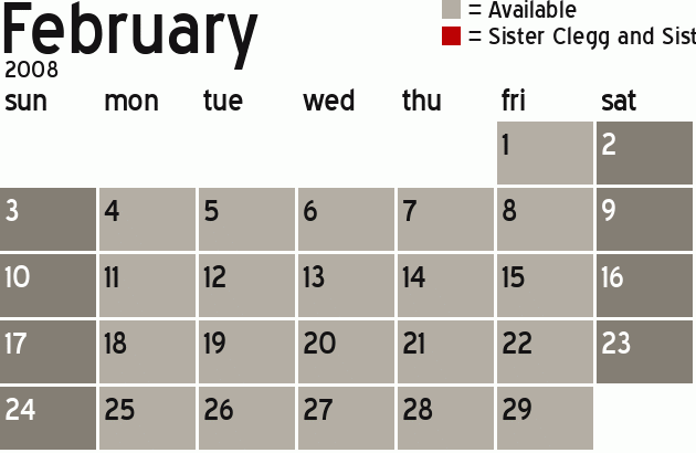 Missionary Dinner Calendar