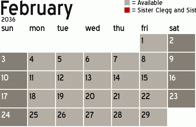 Missionary Dinner Calendar