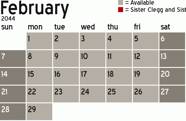 Missionary Dinner Calendar