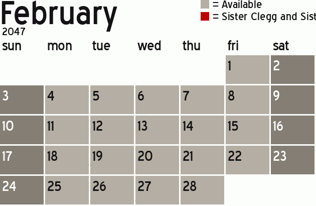 Missionary Dinner Calendar