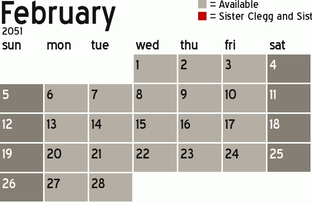 Missionary Dinner Calendar