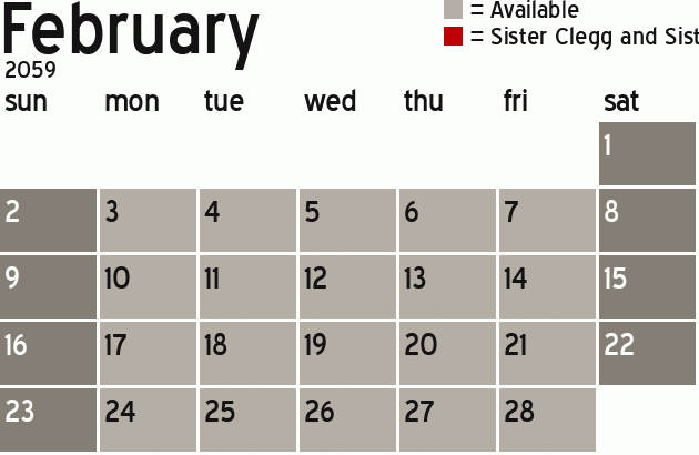 Missionary Dinner Calendar