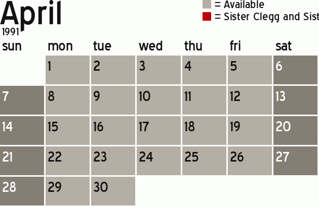 Missionary Dinner Calendar