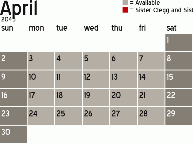 Missionary Dinner Calendar