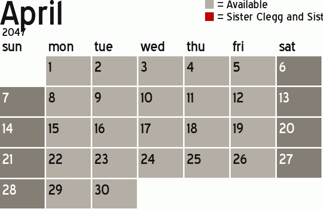 Missionary Dinner Calendar