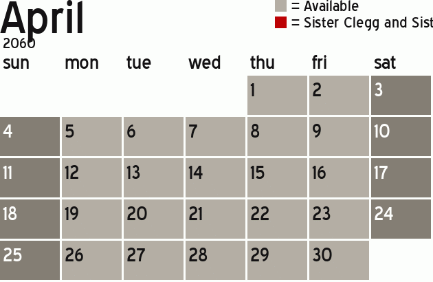 Missionary Dinner Calendar