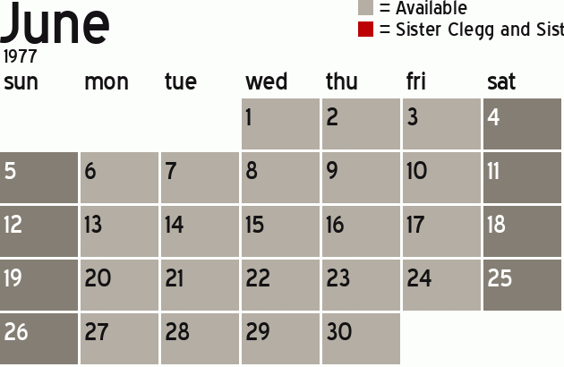 Missionary Dinner Calendar