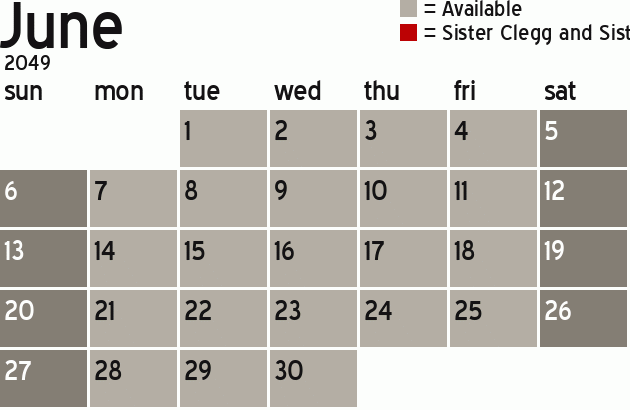 Missionary Dinner Calendar
