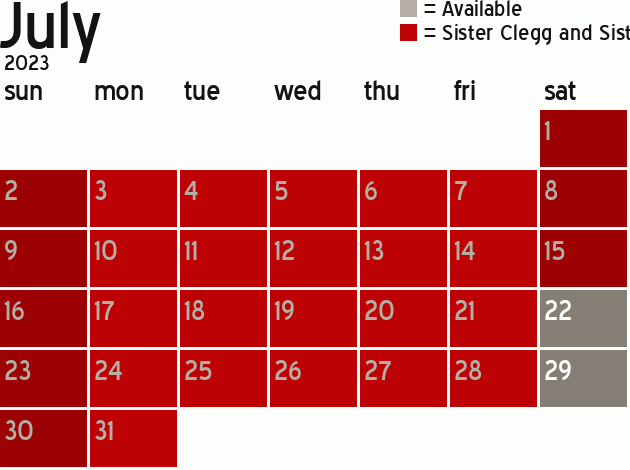 Missionary Dinner Calendar