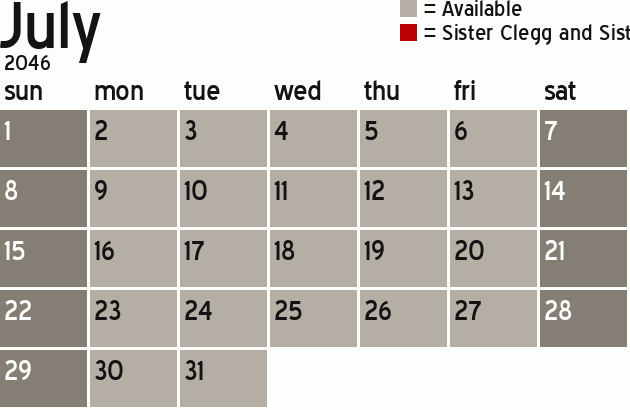 Missionary Dinner Calendar