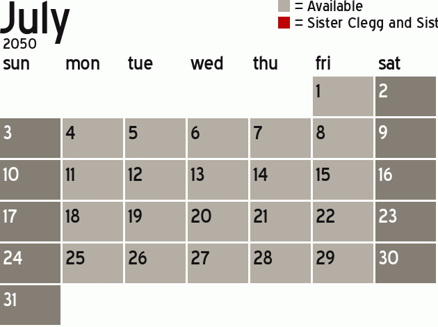 Missionary Dinner Calendar