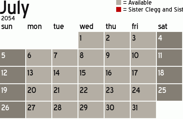 Missionary Dinner Calendar