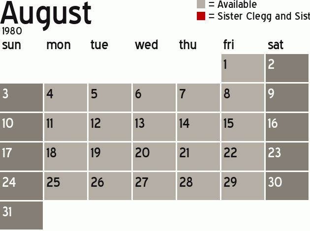 Missionary Dinner Calendar