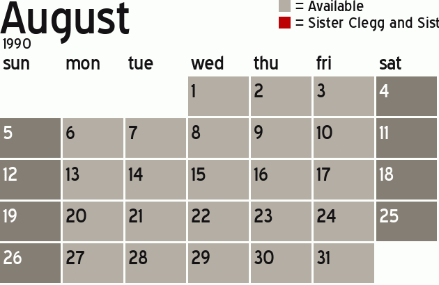 Missionary Dinner Calendar