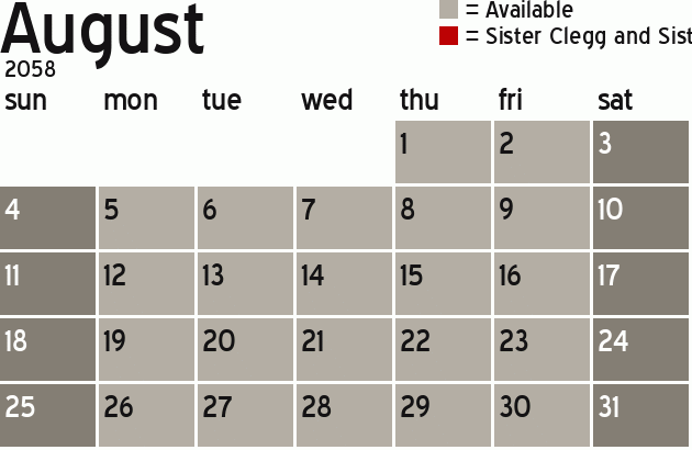 Missionary Dinner Calendar