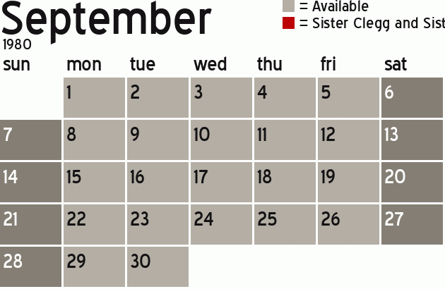 Missionary Dinner Calendar