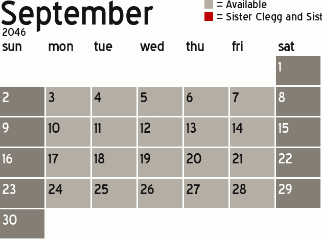 Missionary Dinner Calendar