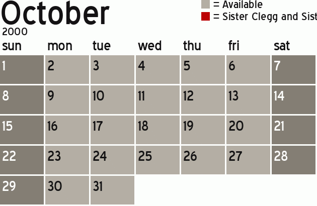 Missionary Dinner Calendar