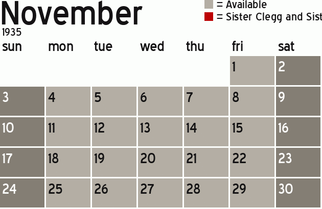 Missionary Dinner Calendar