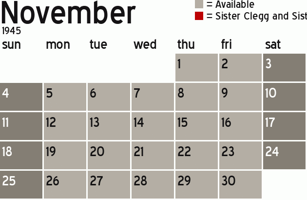 Missionary Dinner Calendar