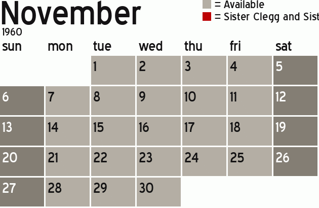 Missionary Dinner Calendar