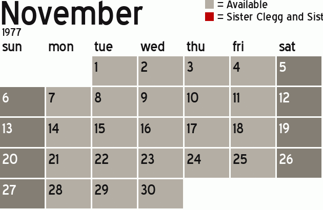 Missionary Dinner Calendar