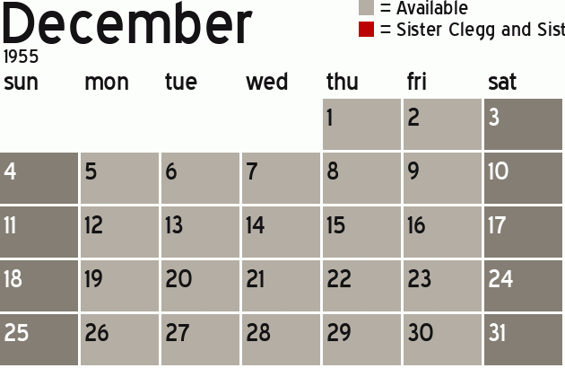 Missionary Dinner Calendar