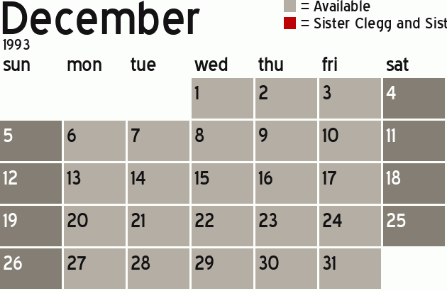Missionary Dinner Calendar